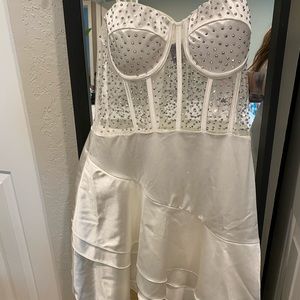 Rhinestone bustier dress in white